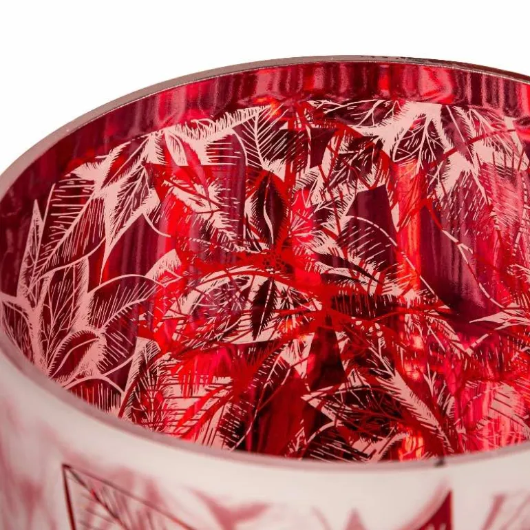 Poinsettia Glass Hurricane, Large