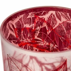 Poinsettia Glass Hurricane, Medium