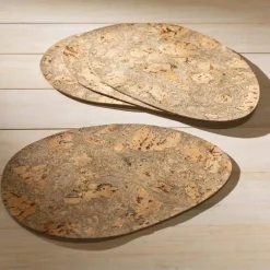 Portuguese Cork Egg-Shaped Placemats, Set of 4
