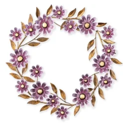 Purple Recycled Metal Flower Decorative Wreath