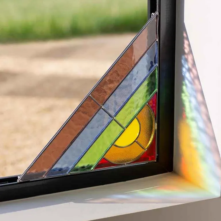 Rainbow Stained Glass Corner Art Bracket - Green
