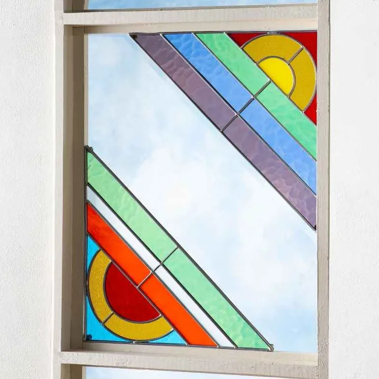 Rainbow Stained Glass Corner Art Bracket - Green