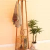 Rattan Coat Rack with Umbrella Basket
