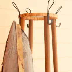 Rattan Coat Rack with Umbrella Basket