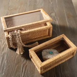 Rattan Display Boxes, set of 2