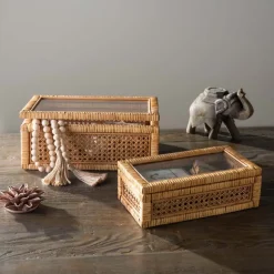 Rattan Display Boxes, set of 2