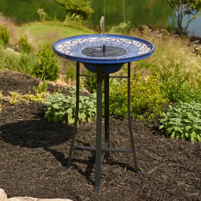 Ravenna IntelliSOLAR Ceramic Birdbath with Remote