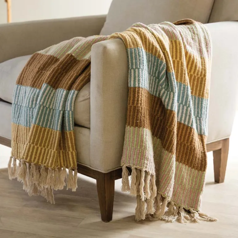 Reclaimed Cotton Woven Striped Throw