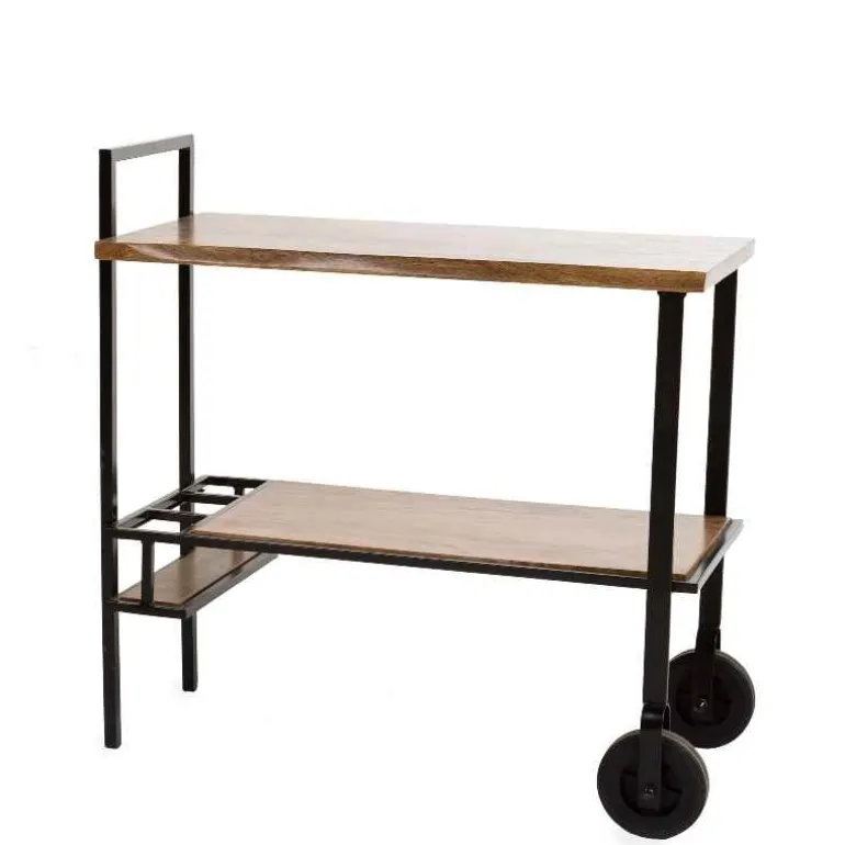 Reclaimed Live-Edge Wood Bar Cart