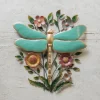 Reclaimed Metal Dragonfly Floral Wall Art
