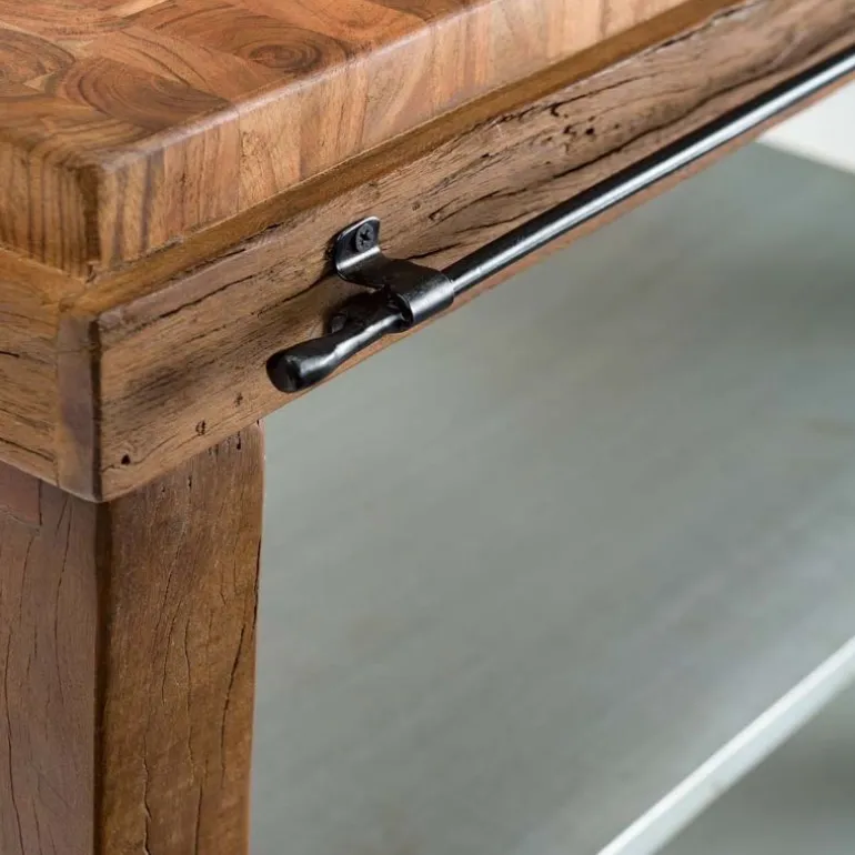 Reclaimed Rolling Butcher Block Kitchen Island with Storage