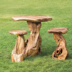 Reclaimed Teak Outdoor Table and Stools, Set of 3