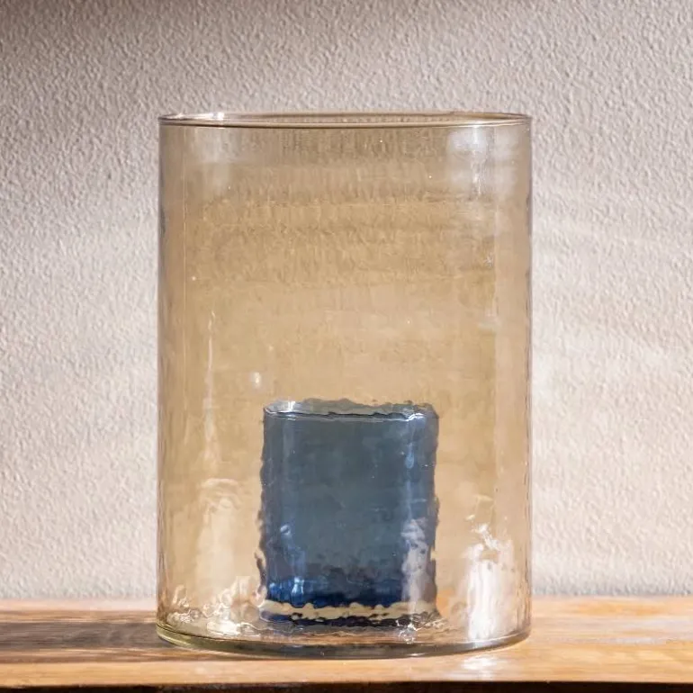 Recycled Double Glass Hurricane, Tall