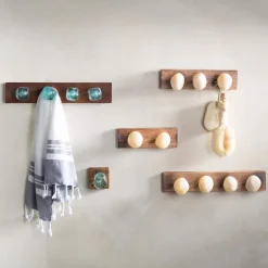Recycled Glass and Reclaimed Wood Hooks - 4 Hook