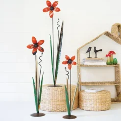 Recycled Iron Flowers, set of 3