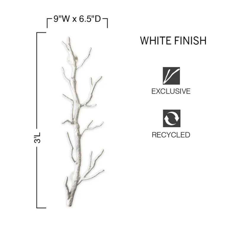 Recycled Metal Branch Wall Rack, 3' - White