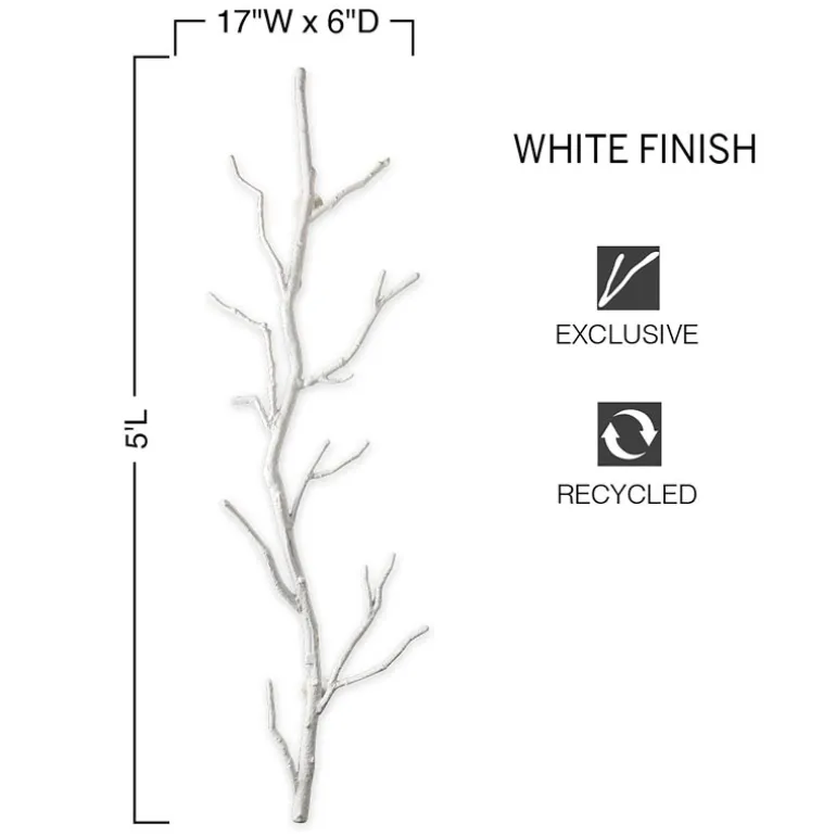Recycled Metal Branch Wall Rack, 5' - White