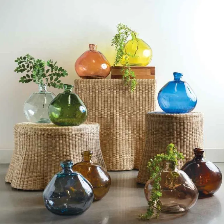 Recycled Round Glass Balloon Vases, (13")