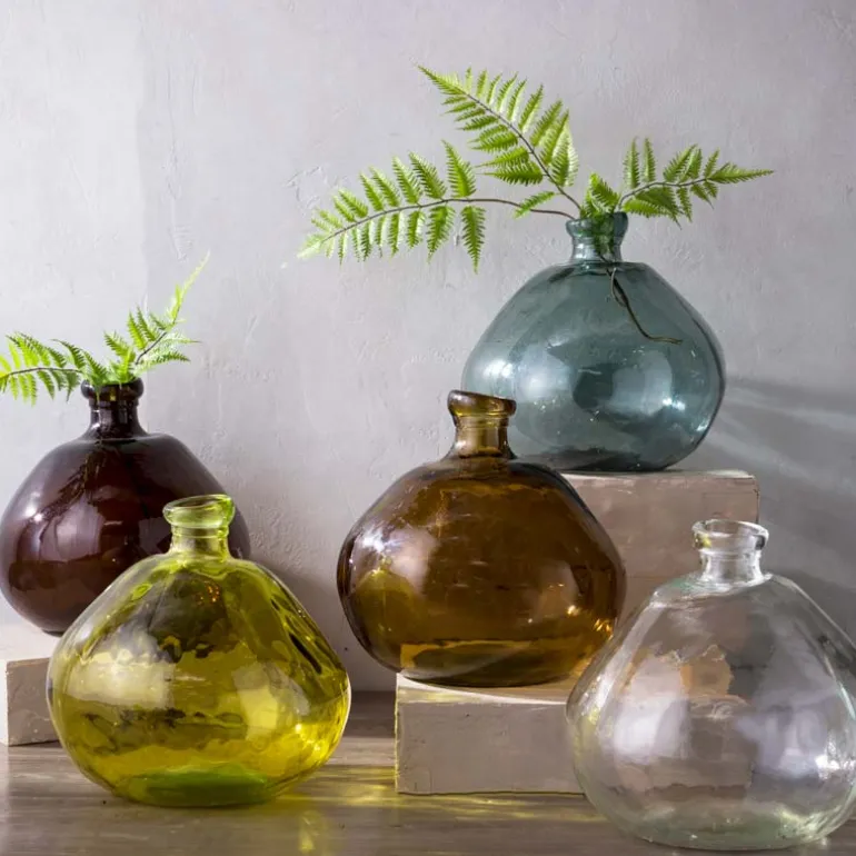 Recycled Round Glass Balloon Vases, (13")