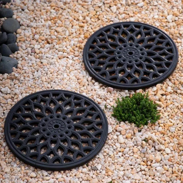 Recycled Rubber Garden Stepping Mats, Set of 3 - Floral