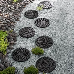 Recycled Rubber Garden Stepping Mats, Set of 3 - Floral