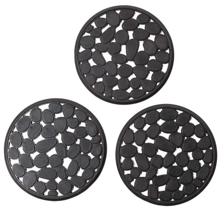 Recycled Rubber Garden Stepping Mats, Set of 3 - Pebble