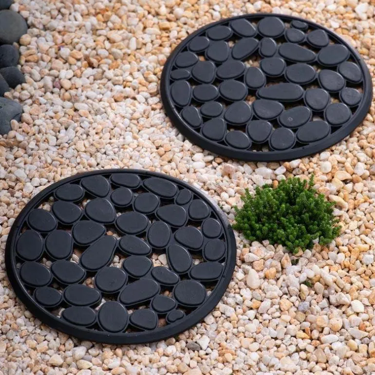 Recycled Rubber Garden Stepping Mats, Set of 3 - Pebble