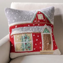 Red House Hand-Hooked Wool Pillow