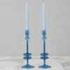 10" Sapphire Blue Glass Candlesticks, set of 2