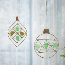 Seaglass and Metal Ornament - Round
