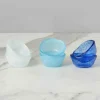 Set of 6 Glass Pinch Pots in Blue Tones