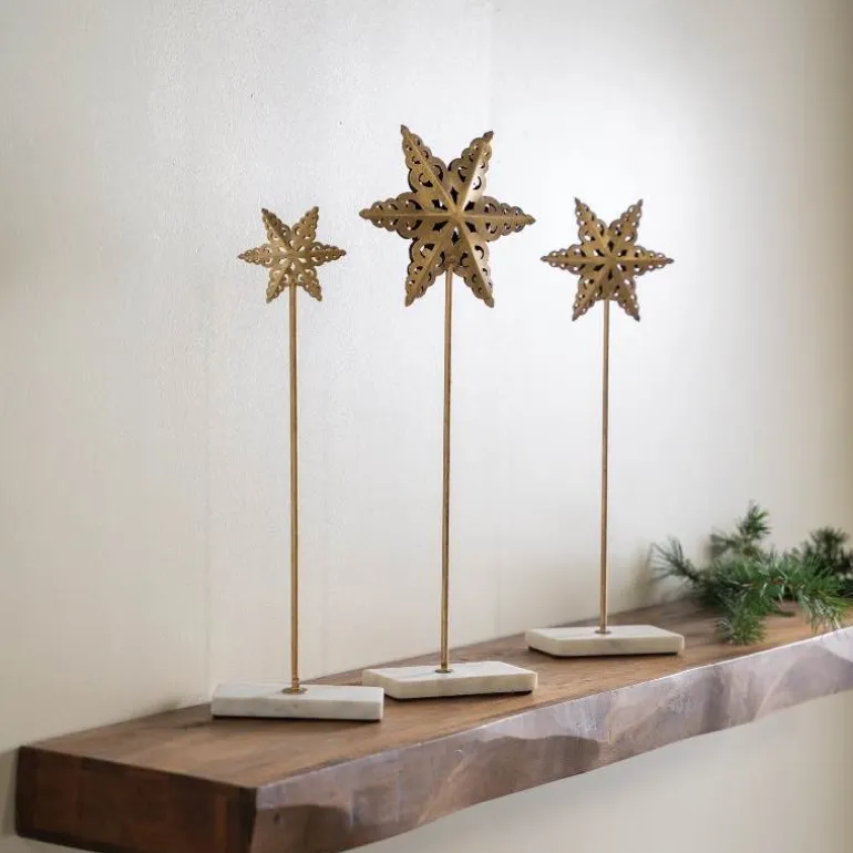 Set of 3 Metal Stars on Marble Bases