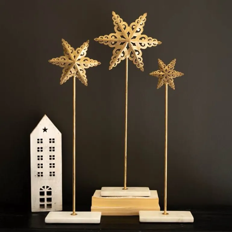 Set of 3 Metal Stars on Marble Bases