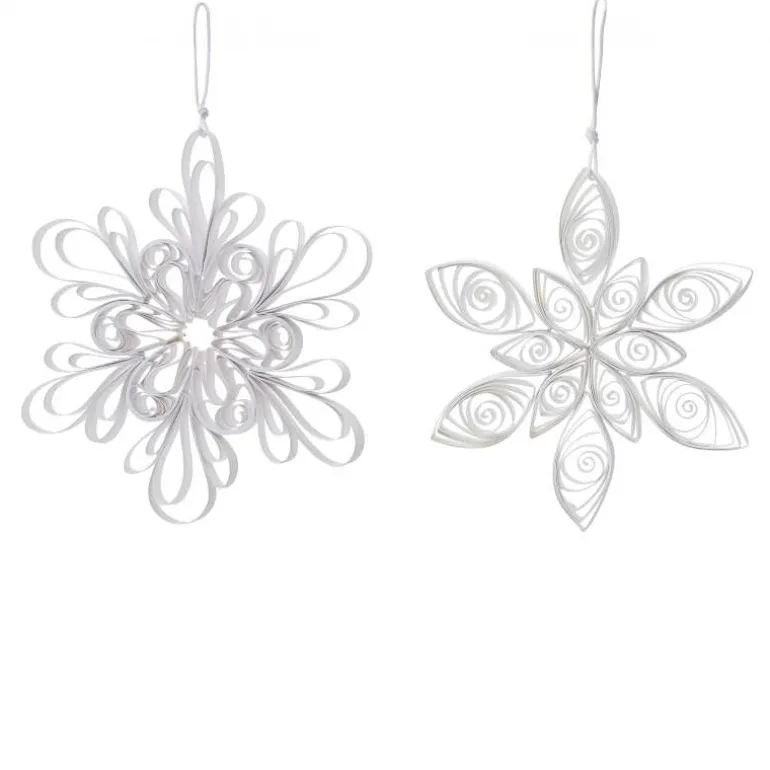 Set of 2 Paper Flower Ornaments, 4" dia.
