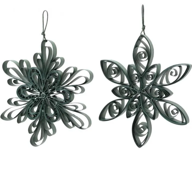 Set of 2 Paper Flower Ornaments, 4" dia.