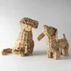 Sitting Woven Water Hyacinth Dog Sculpture