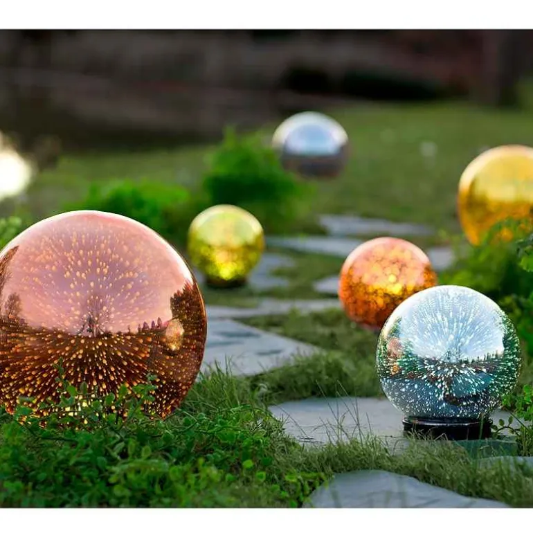 Small Mercury Glass Gazing Ball, 6" dia. - Gold