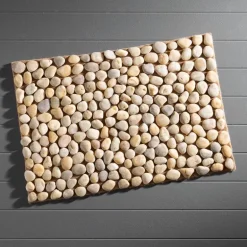 Smooth River Rock Stone Floor Mat, Indoor/ Outdoor - Ochre
