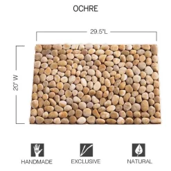 Smooth River Rock Stone Floor Mat, Indoor/ Outdoor - Ochre