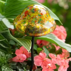 Solar-Powered Yellow Mushroom Garden Stake