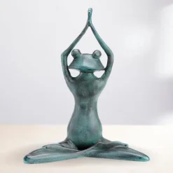 Stretching Yoga Frog Garden Sculpture