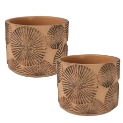 Sunburst Cement Large Cachepot, Set of 2