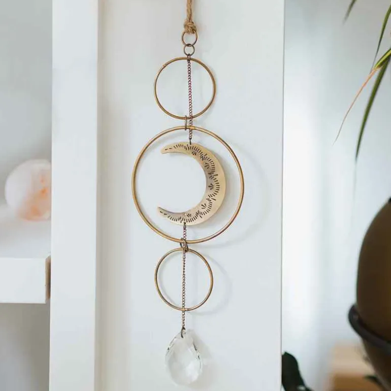 Surya Crescent Moon Brass Suncatcher