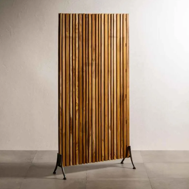 Teak Wood Privacy Screen/ Plant Stand, 5 Rings
