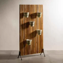 Teak Wood Privacy Screen/ Plant Stand, 5 Rings