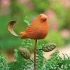 Terracotta Orange Bird Plant Pick