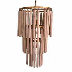 Three-tiered Wooden Pendant Light
