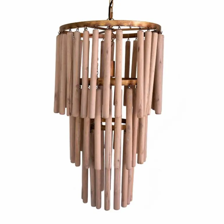 Three-tiered Wooden Pendant Light