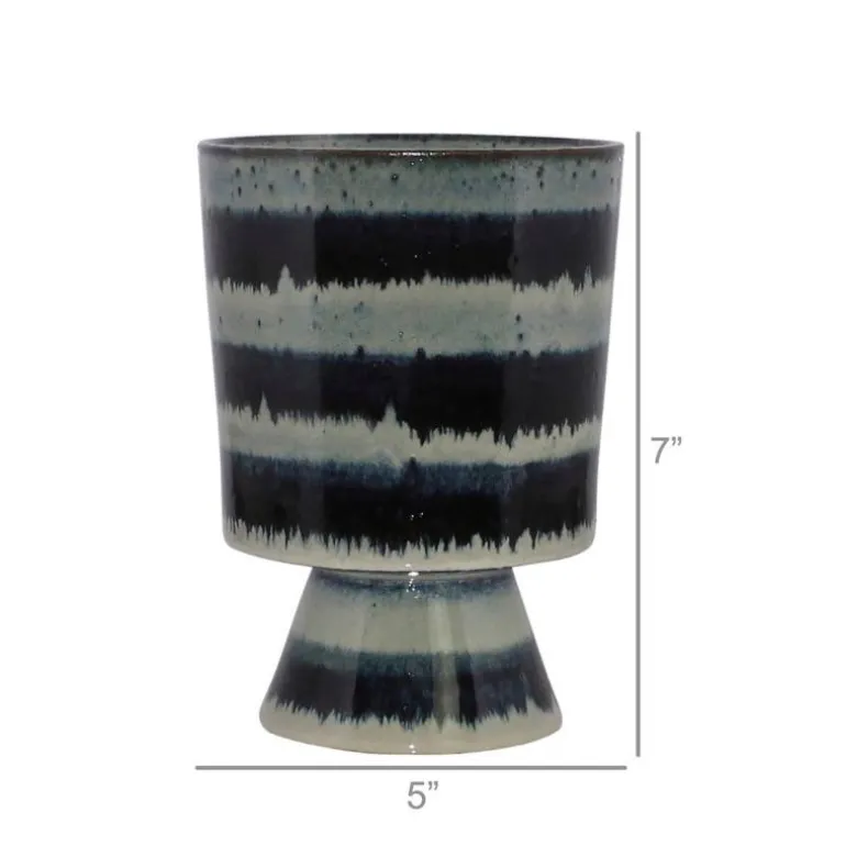 Toku Indigo Stripe Ceramic Vase