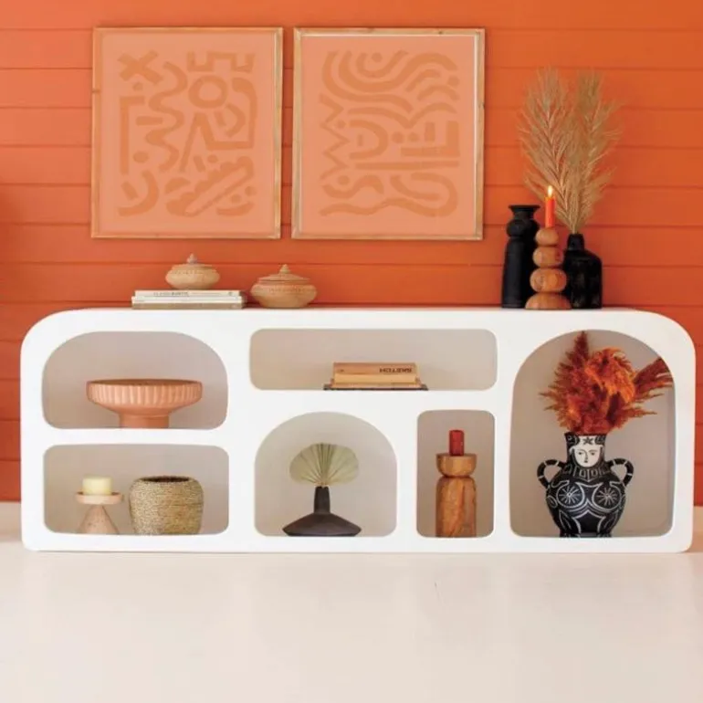 White Arched Wood Modern Console Table